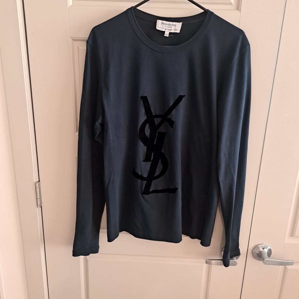 Yves Saint Laurent Navy Blue Long Sleeve Tee - Picture 2 of 5